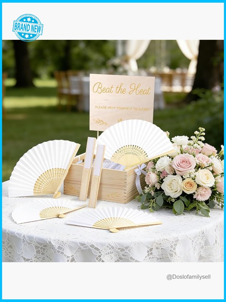 Folding Hand Fans Set Elegant Wedding Party Favors Supplies With Storage Box